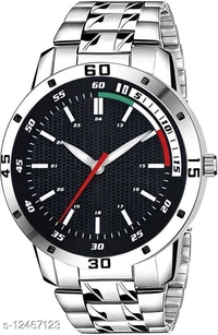 Miss Perfect Rishtey Men's Steel Chain RB01 Silver Black New Stylis Men's All New looks Sports Design Steel Chain Analog Watch - Free Size