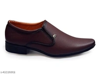 Feetway Without Lace Designer Office Wear Slip On Formal Shoes Stylish Wedding Executive Shoes Brown - IND-6