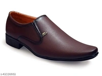 Feetway Without Lace Designer Office Wear Slip On Formal Shoes Stylish Wedding Executive Shoes Brown - IND-6