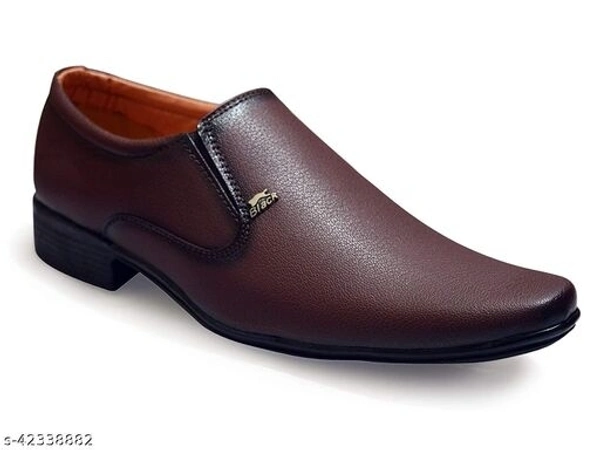 Feetway Without Lace Designer Office Wear Slip On Formal Shoes Stylish Wedding Executive Shoes Brown - IND-6