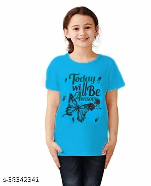Girls t shirts half sleeve cotton tops combo pack of 4(black,red,blue,yellow) - 2-3 Years
