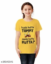 Girls t shirts half sleeve cotton tops combo pack of 4(black,red,blue,yellow) - 2-3 Years