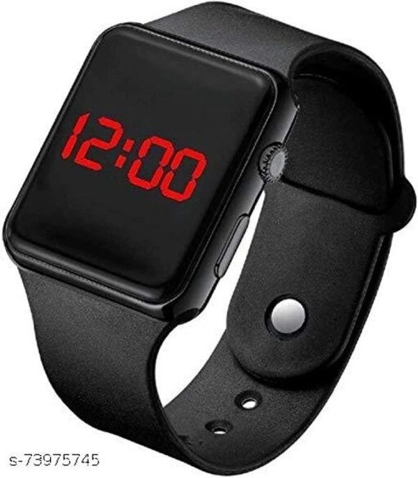 Black New Trendy Stylish Digital Band Combo Watch For Boys - Free Size