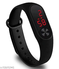 Black New Trendy Stylish Digital Band Combo Watch For Boys - Free Size