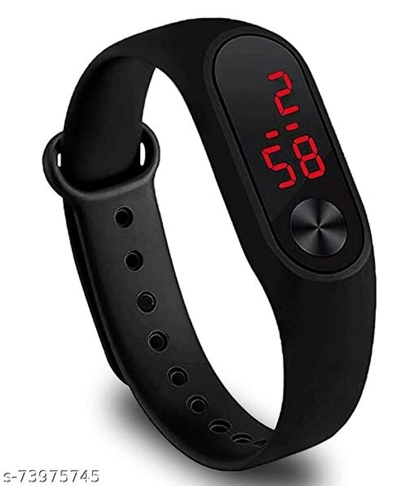 Black New Trendy Stylish Digital Band Combo Watch For Boys - Free Size