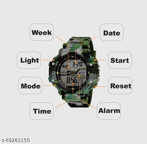 Digital Army Sports Watch for Boys and Men - Free Size