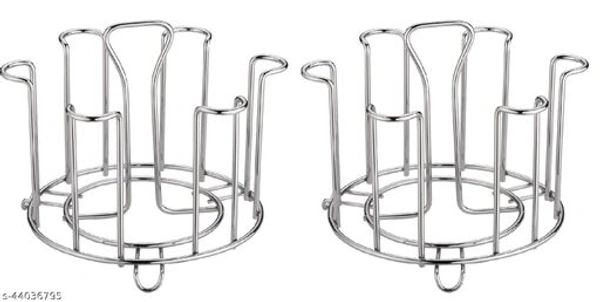 SPICEFIC Stright Stainless Steel Glass Stand, Tumbler Holder, Glass Holder for Kitchen, Dining Table Glass Stand (PACK OF 2) - Free Size
