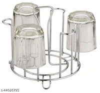 SPICEFIC Stright Stainless Steel Glass Stand, Tumbler Holder, Glass Holder for Kitchen, Dining Table Glass Stand (PACK OF 2) - Free Size