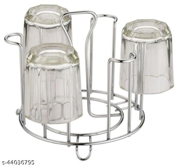 SPICEFIC Stright Stainless Steel Glass Stand, Tumbler Holder, Glass Holder for Kitchen, Dining Table Glass Stand (PACK OF 2) - Free Size
