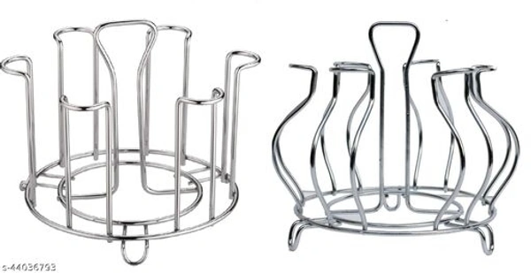SPICEFIC Stright Stainless Steel Glass Stand, Tumbler Holder, Glass Holder for Kitchen, Dining Table Glass Stand (PACK OF 2) - Free Size