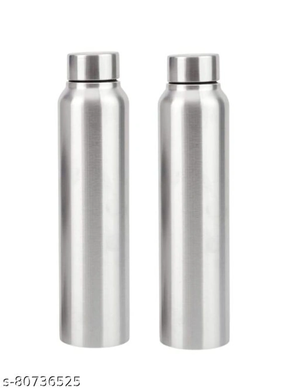 ADITYA KITCHENWARE Stainless Steel Water Bottle 1000 ml /1Litre  for Home/Office/Gym/college/School (Pack of 2, Silver) - Free Size