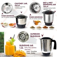 Fogger Royal Mixer Grinder 500W, 3 Jar (Black) - Set of 2) - Free Size
