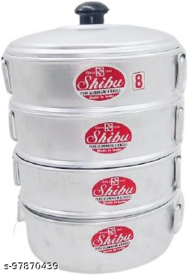 Bartan Bazaar Aluminium Momo Maker with Handles, Durable 4 Tier Steamer for Cooking, Suitable for Home's Kitchen (Silver, Small, 4L Size - Free Size