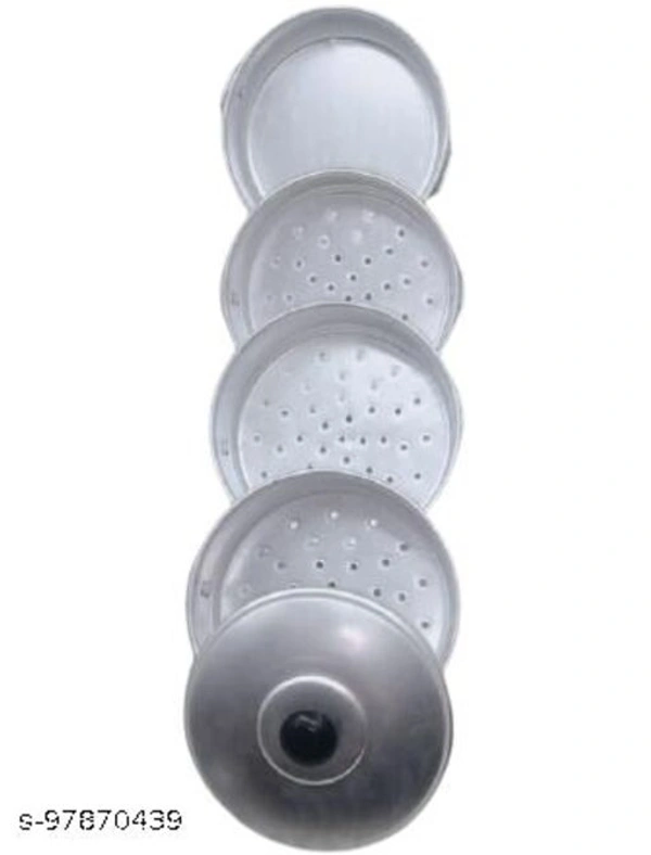Bartan Bazaar Aluminium Momo Maker with Handles, Durable 4 Tier Steamer for Cooking, Suitable for Home's Kitchen (Silver, Small, 4L Size - Free Size