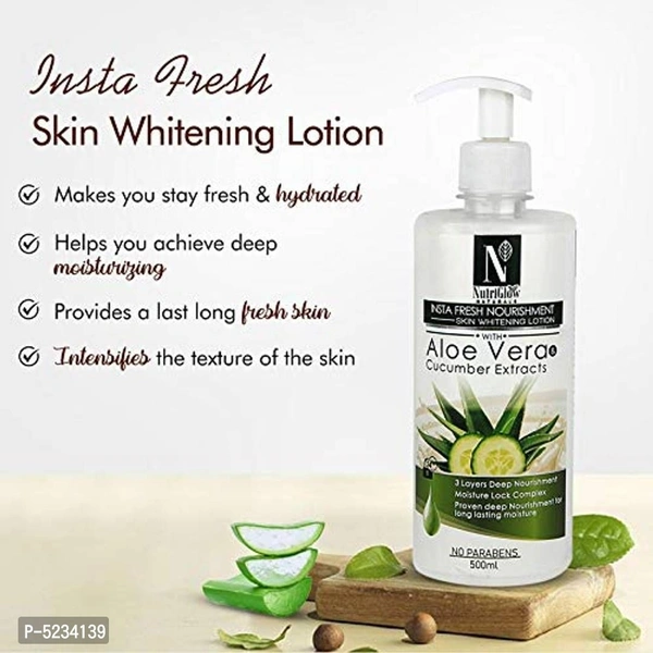 NutriGlow Combo: Platinum, Diamond and Gold Facial Kit (260 gm) + NATURAL Aloe Vera and Cucumber Extracts (500 ml)/Radiant Look/ Skin Whitening Lotion