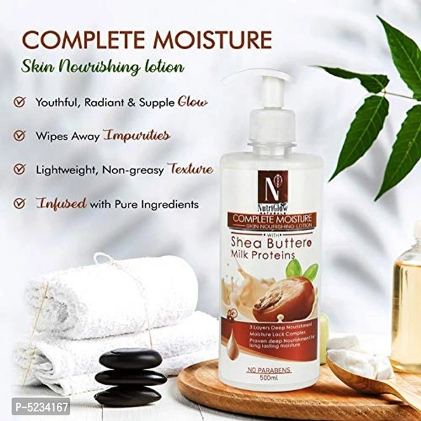 NutriGlow Skin Care Combo : 24 CARAT GOLD Glow Facial Kit (260 gm) + NATURAL Shea Butter and Milk Proteins (500 ml)/ Skin Nourishing Lotion/ Skin Cell Repair / For Reduce Pigmentation