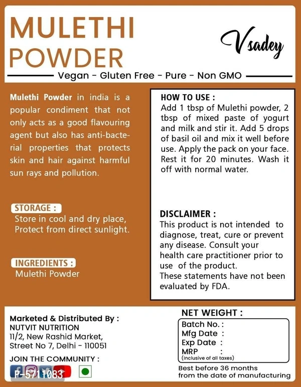 Natural Licorice Root Powder (Mulethi) Hair Shine Hair-Fall Treatment Hair Pack 400G (Pack Of 1)