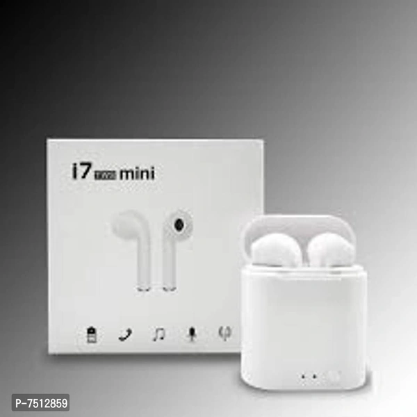 White I7 TWSA Bluetooth Wireless Headset Earphone headphone - Free Size