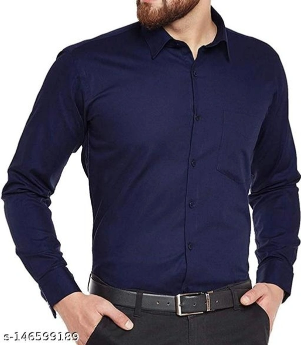 Fancy Fashionista Men plan navy blue casual shirts - L