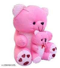 Super Soft 40 cm Pink Mother with Child Teddy Bears for Kids - Lovable/Huggable Teddy Bear for Girlfriend/Wife/Husband (Pink, 40 cm) - Free Size