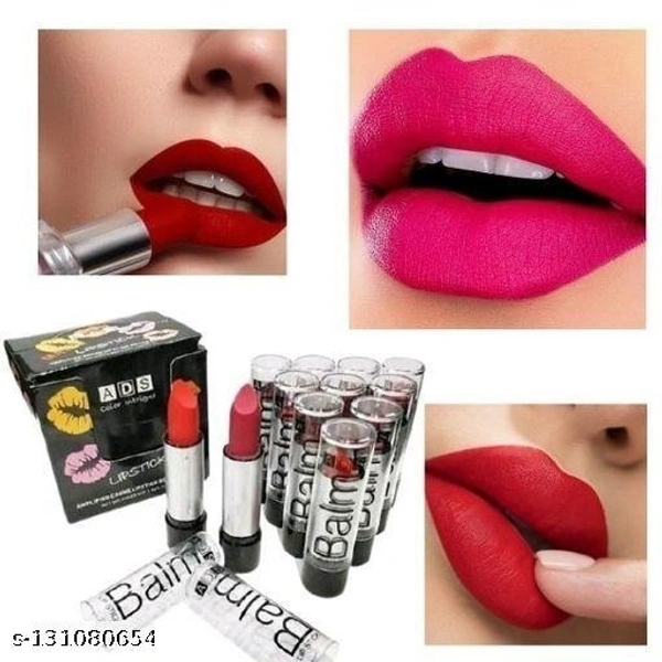 Combo ADS Balm Matte Lipstick Set of 12 (Multicolour) - Free Size