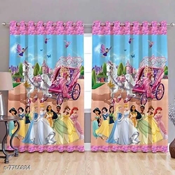 Room Darkening 3D Digital Barbie Dolls Printed Door Curtain-7ft-1 Pc - 7 Feet