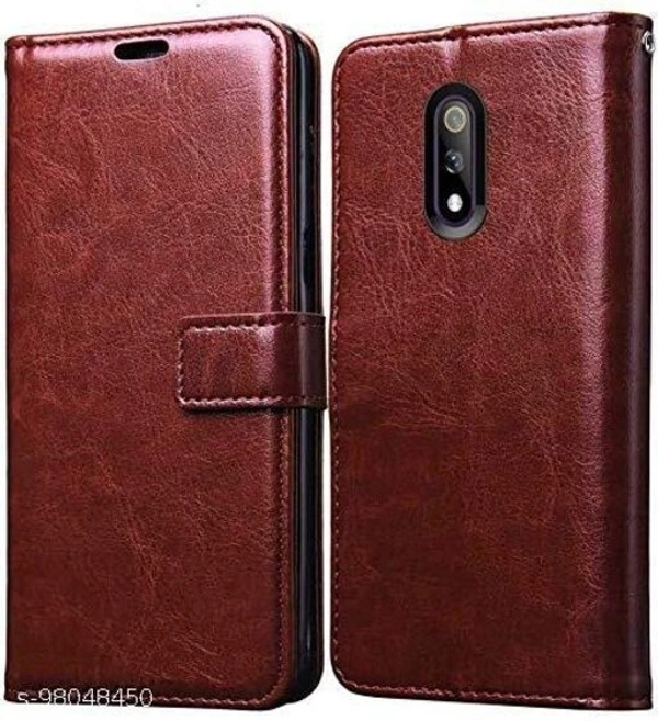 Rock Zone Shock Proof Vintage Flip Cover for Realme X - Brown - Free Size