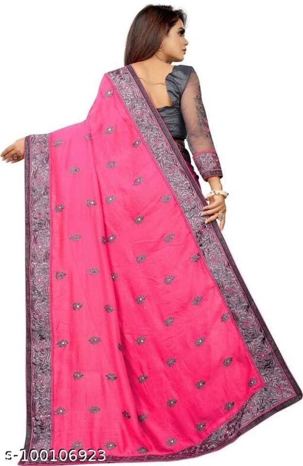 women's new designer fancy net embroidered work with mirror heavy work saree with blouse wedding collection trending saree - Free Size
