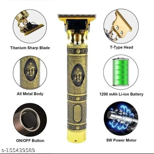 Maxtop Metal Body Hair Trimmer | Buddha Design Trimmer | Baal Katne Wali Machine | Close Cutting Wide Open T-Blade Hair/Beard Trimmer (Gold) - Free Size