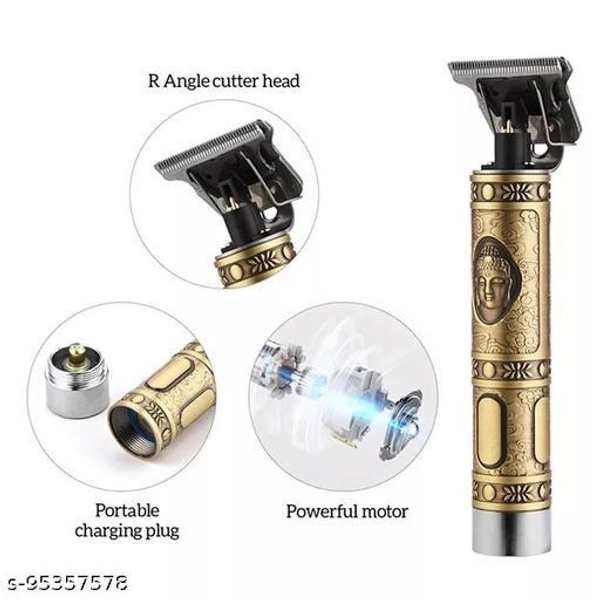 Trimmer Electric Cordless Cutting Digital Hair Trimmer Rechargeable Electric Hair Clipper Barbershop Cordless 0 mm 1.5mm 3mm 6mm 9mm T-Blade Baldheaded Outliner Men & Women - (Yellow, Black) Runtime: 120 min Trimmer for Men & Women  (Gold) - Free Size