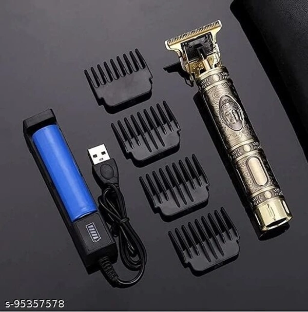 Trimmer Electric Cordless Cutting Digital Hair Trimmer Rechargeable Electric Hair Clipper Barbershop Cordless 0 mm 1.5mm 3mm 6mm 9mm T-Blade Baldheaded Outliner Men & Women - (Yellow, Black) Runtime: 120 min Trimmer for Men & Women  (Gold) - Free Size