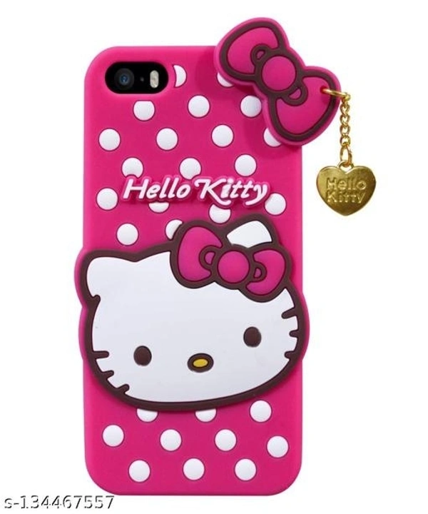 Hello Kitty Cover for Apple iPhone 6 Soft Silicone Rubber With Pendant Girls Cover | Hot Pink - Free Size