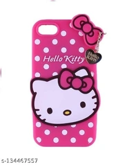 Hello Kitty Cover for Apple iPhone 6 Soft Silicone Rubber With Pendant Girls Cover | Hot Pink - Free Size