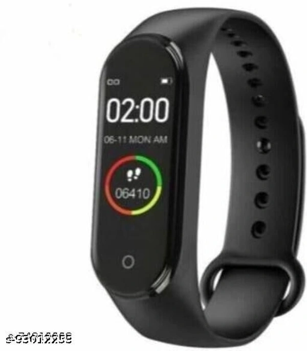 M4 Bluetooth Fitness Smart Band Waterproof And Blood Pressure Heart Rate Heart Monitor Fitness Tracker Smart Watch Most Usable Device For Everyone Wrist Friendly Band ( Black ) - Free Size