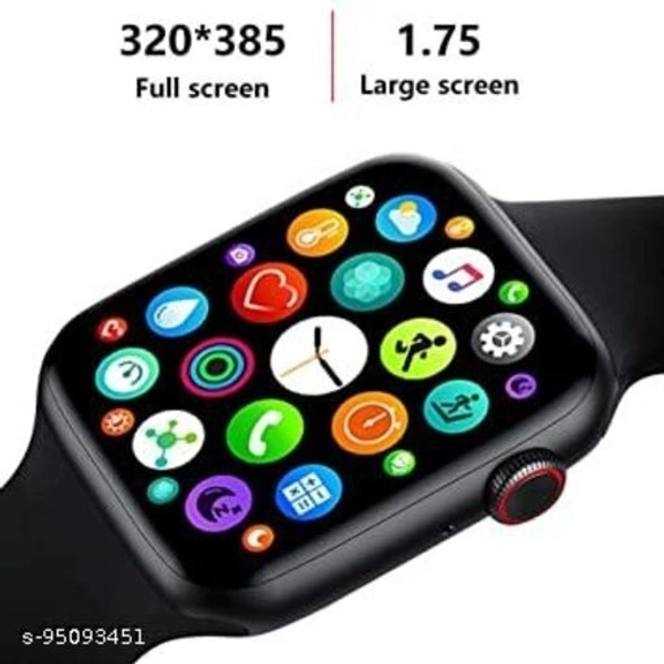 T500 Full Touch Screen Bluetooth Smartwatch with Body Temperature, Blood Pressure, Heart Rate & Oxygen Monitor Compatible with All 3G/4G/5G Android & iOS Smartphones for Men & Women (Black) - Free Size