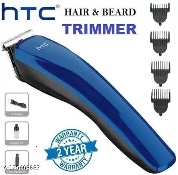 HTC  AT- Beard and Hair Trimmer For Men and Women , Durable and comes with Sharpe Blade,Trimer and  Beard Shaver with 4 Trimming Clips or Combs, Trimmer For Men Shaving, 45 Min Cordless Use, Trimer for men's (Blue) - Free Size