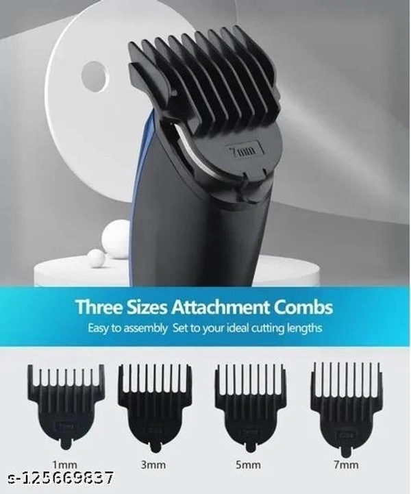 HTC  AT- Beard and Hair Trimmer For Men and Women , Durable and comes with Sharpe Blade,Trimer and  Beard Shaver with 4 Trimming Clips or Combs, Trimmer For Men Shaving, 45 Min Cordless Use, Trimer for men's (Blue) - Free Size