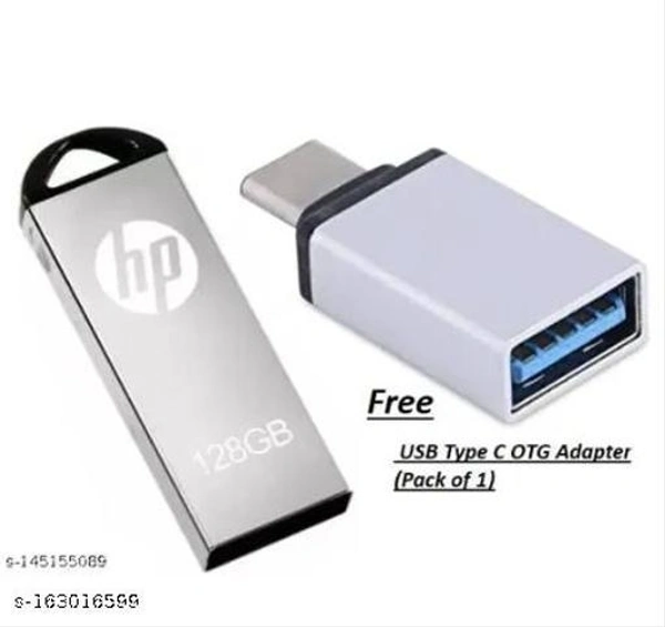 H,P V220W 128 GB Pen Drive (Silver) - Free Size