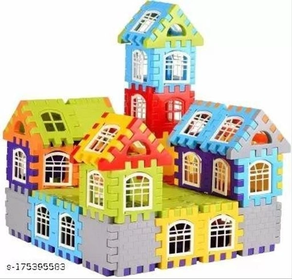 Multi Colored 72 Pcs Mega Jumbo Happy Home House Building Blocks with Attractive Windows and Smooth Rounded Edges - Building Blocks for Kids (72 Blocks) - Blocks Game (Multicolor) Building Toys - Free Size