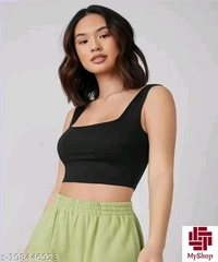 PRIME LOVE CROP TOP sando vest tank top with cotton comfort camisole tops for girls, girl, women, woman straps cropped cami coat waistcoat - S