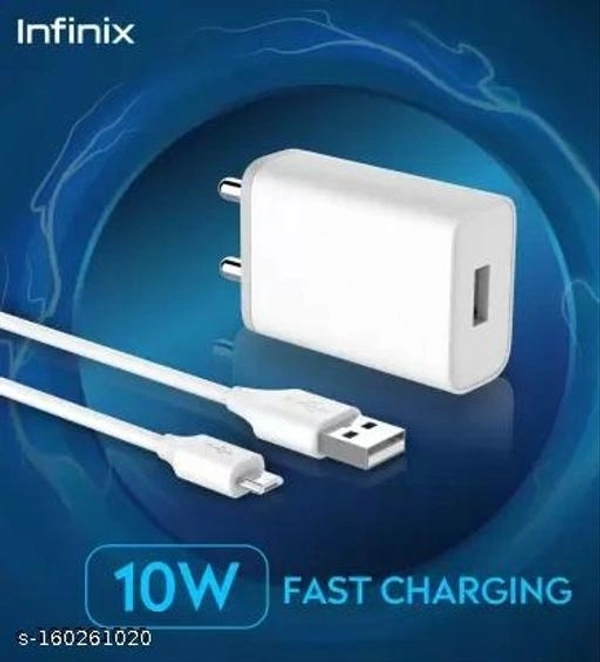Infinix Hot 10 2Amp Mobile CU-60IX Charger with Datacable Cable (White, Cable Included) - Free Size