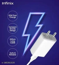 Infinix Hot 10 2Amp Mobile CU-60IX Charger with Datacable Cable (White, Cable Included) - Free Size