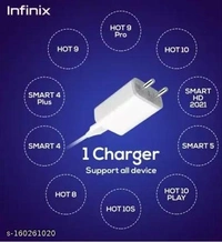 Infinix Hot 10 2Amp Mobile CU-60IX Charger with Datacable Cable (White, Cable Included) - Free Size