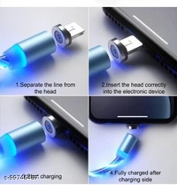 Buy With Trust RIT Magnetic Fast Charging Cable With LED Light Flow Data Cable 3 in 1 Multiple Pin Charging Pad For Micro,Type-c,ios - Free Size