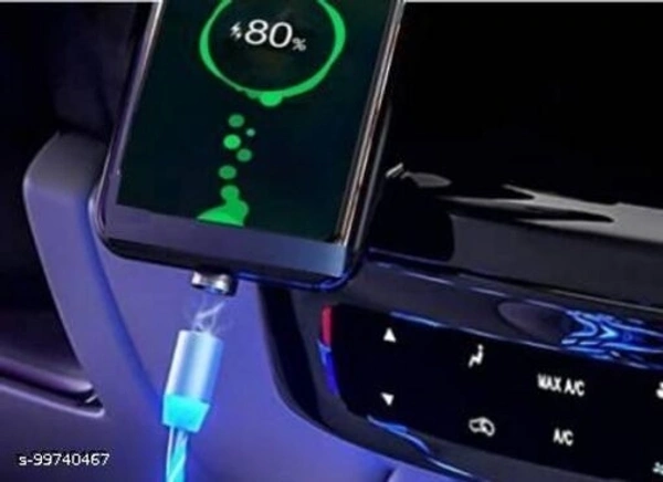 Buy With Trust RIT Magnetic Fast Charging Cable With LED Light Flow Data Cable 3 in 1 Multiple Pin Charging Pad For Micro,Type-c,ios - Free Size