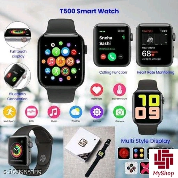 T 500 Full Touch Screen Bluetooth Smartwatch with Body Temperature, Blood Pressure, Heart Rate & with All 3G/4G/5G Android & iOS Smartphones for Men & Women (Black).4Smart Watches - Free Size