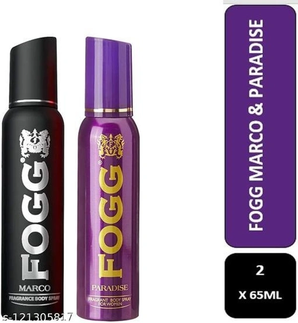 😶Fogg Marco, Paradise Fragrant Body Spray for Man & Women Set OF (2x65ml) - Free Size