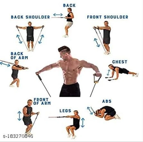 Double Toning Resistance Tube Pull Rope Elastic Rubber Exercise Band for Stretching, Workout, Home Gym and Toning with Heavy Quality D Shaped Handles - Free Size