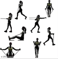 Double Toning Resistance Tube Pull Rope Elastic Rubber Exercise Band for Stretching, Workout, Home Gym and Toning with Heavy Quality D Shaped Handles - Free Size