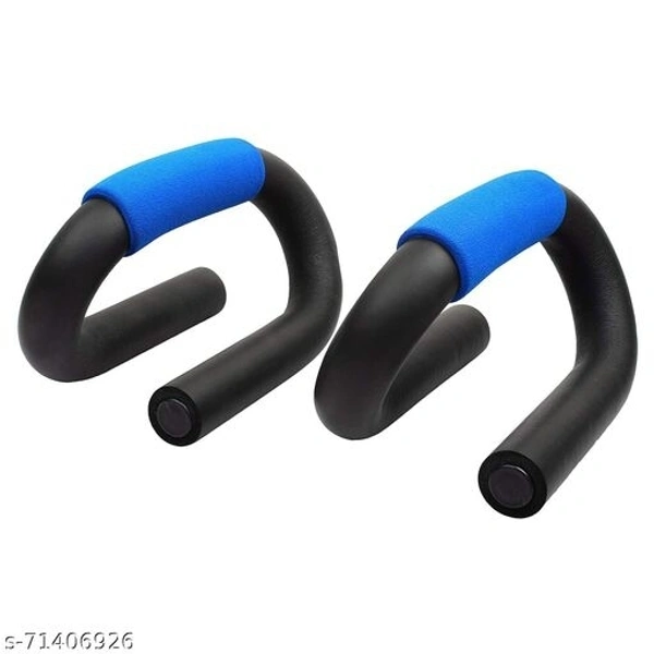 Strauss Power Pushup Bar Stand for Gym & Home Exercise with Foam Grip Handle for Chest Press, (Black/Blue) (PushUp Stand with Foam Grip | Push-up Bar) - Free Size